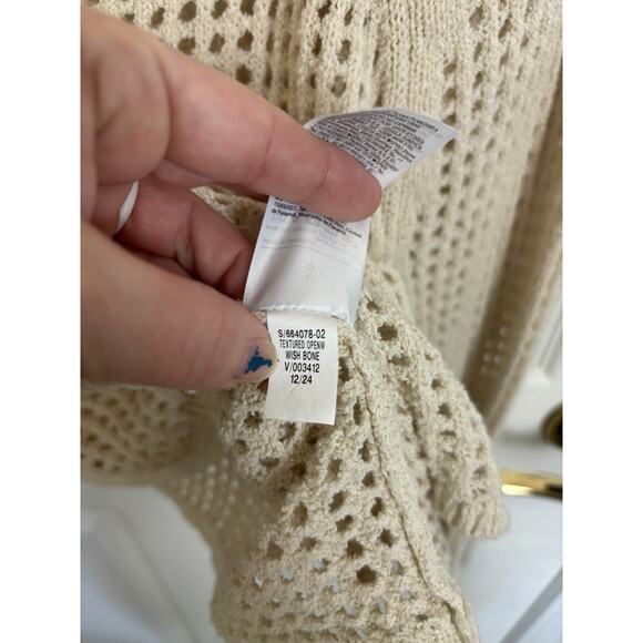 Old Navy Open Stitch Cropped Boucle Sweater Size Large Sheer Boho Fairy Indie - Picture 7 of 7